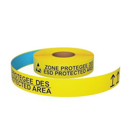 Ergomat 2inDurastripe In-Line Printing Yellow ESD, Type L: Yellow: CAUTION Static Sensitive Area DSIL250Y-ESD-TypeL